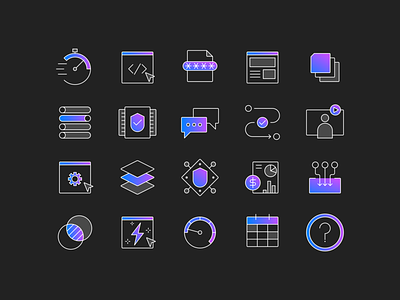 Icons branding dark gradient icon illustration line pictogram ui web design