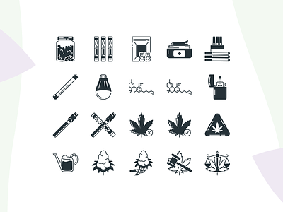 Cannabis Iconpack - Preview Two 420 cannabis cbd ganja hemp icon icon design iconography icons marijuana maryjane plants pot smoke thc vape weed