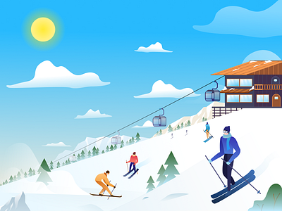 Winter Skiing Illustration cold design figma illustration illustration art illustrator ski skiing snow vector winter