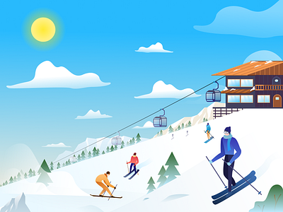 Winter Skiing Illustration