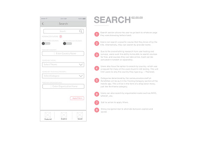 United Nations Training App - Search design illustrator love sketch ui ux wireframe wireframes work