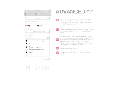 United Nations Training App - Advanced Search design illustrator love sketch ui ux wireframe wireframes work