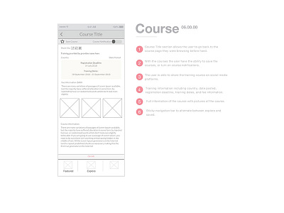 United Nations Training App - Course design illustrator love sketch ui ux wireframe wireframes work