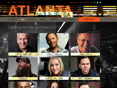 Passion 2014 Speakers Page christian collier vinson conference design event interactive web