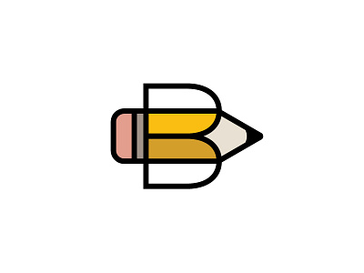 B Logo artist collier design gray logo outline pencil stroke vinson yellow