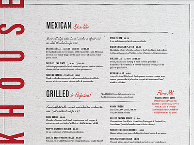 Maxeys Steakhouse Menu collier editorial food layout menu restaurant steak texas texture typography vinson