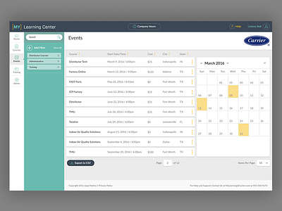 LMS UI/UX Design account application calendar classes interface intranet list portal products ui uiux ux