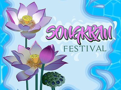 Songkran Festival background buddhism day festival flower incense lotus songkran stick thailand vector