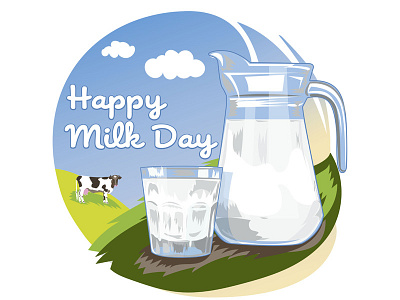 Happy Milk Day blue dairy day design food illustration june milk nature splash vector world