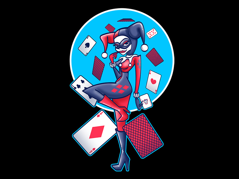 Harley's Card Game hello dribble debut illustrator illustration design fanart batman joker harley quinn