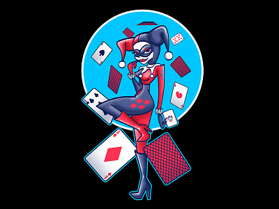 Harley's Card Game batman debut design fanart harley quinn hello dribble illustration illustrator joker