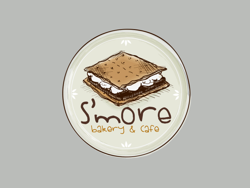 Logo for S'more bakery and cafe baker restaurant branding illustration cafe design logo