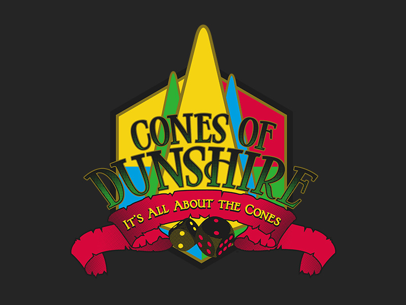 Cones of Dunshire Logo Parody Design leslie knope parks and rec pawnee illustration game design logo