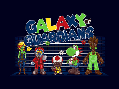 Galaxy of Guardians: Mashup Design Nintendo design fanart guardians of the galaxy illustration luigi mario nintendo parody