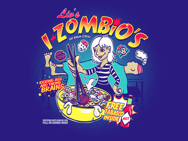 Liv's i-Zombios fan art typography izombie parody illustration design box cereal