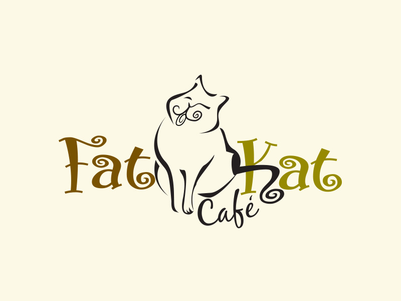 Fat Kat cafe' Logo Design baker restaurant branding illustration cafe design logo