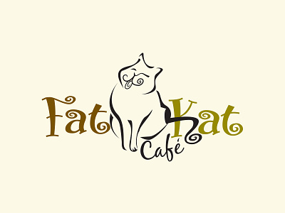 Fat Kat cafe' Logo Design baker branding cafe design illustration logo restaurant