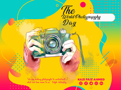 "Happy World Photography Day" brand branding camera icon capture design graphic design graphics moments photography photography branding post design poster typography vector