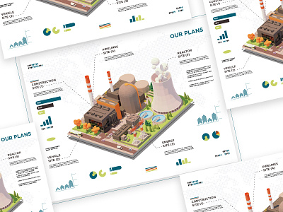 Nuclear power plant infrastructure infographic template