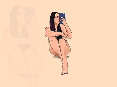 Naked Woman Portrait Vector Illustration Art 2d art character design design drawing editorial flat girl human human body illustration illustration art leaves naked nature nude painting texture vector woman