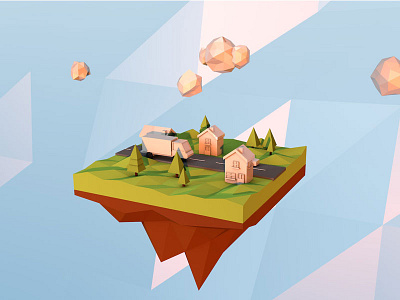 Low Poly Island 3d c4d experiment low poly texturing