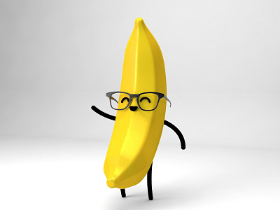 Cool Banana 3d animation c4d fruit rigging rubberhose