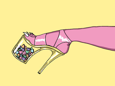 A Snack for Later artwork design drawing female artist funny illustration high heels illustration pink quarantineart shoes toronto woman illustration