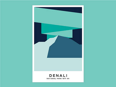 Denali National Park (norther lights) alaska color denali design hue illustration minimal mountain national park simple vector