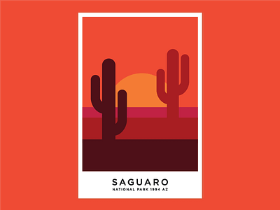Saguaro National Park arizona cactus color design illustration minimal national park saguaro simple sunset swatch vector