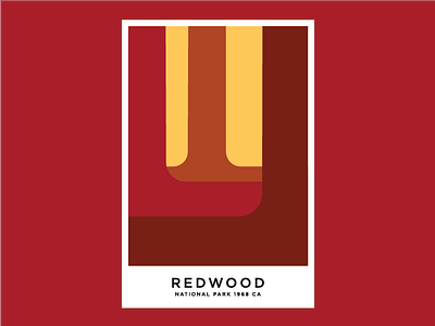 Redwood National Park california design illustration line minimal national park red redwood redwoods simple tree vector