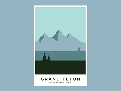Grand Teton National Park adventure bold color design explore grand hike idaho illustration merch minimal mountain national park print simple teton typography unique vector wyoming
