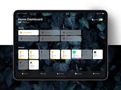 Home Automation analytics apple august automation dailyui dailyui007 dashboard design google home homekit hue ios ipad lock nest security settings tablet ux