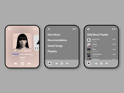 Apple watch music UI apple applemusic create dailyui dailyui009 mobile music music player pause played playlist screen skip smart spotify time ui uidesign watch watchos