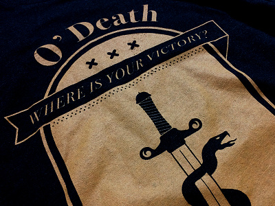Death T Shirt Close Up black gold graphic tee illustration screen print snake sword t shirt victory where is your sting