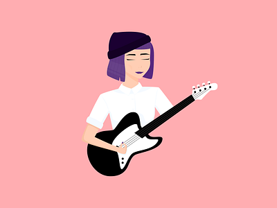 Bass guitar electric affinity designer bass electric guitar illustration lady music musique pop rock woman