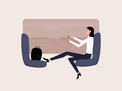 Travel in train illustration lady sncf ter train travel voyage