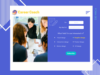 Form 082 blue career coach creative daily ui design form mobile modern popular purple subscribe ui web