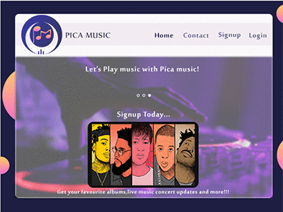 Landing Page for music albums website music