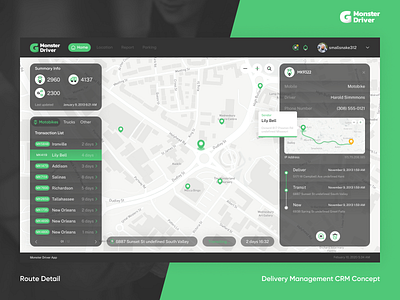 Monster Driver - Delivery Management CRM Concept app concept dashboard delivery tracking ui ux design