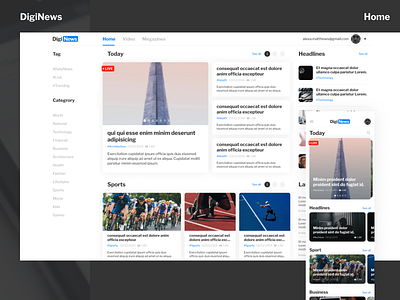 DigiNews - Digital Newpapers Website ui ux design