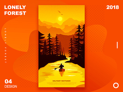 Lonely traveler design dusk forest illustration lonely rivers travel