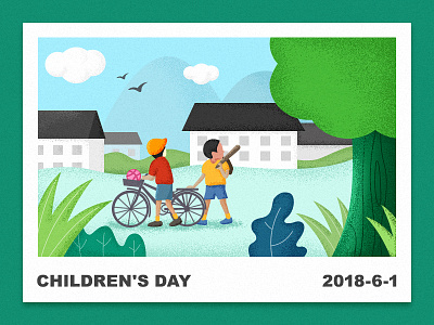 Happy children's Day children design green illustration summer