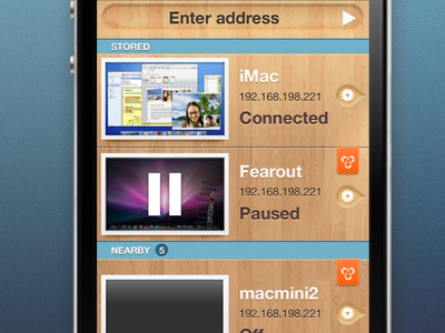 UI design desktop iphone remote ui vnc wood