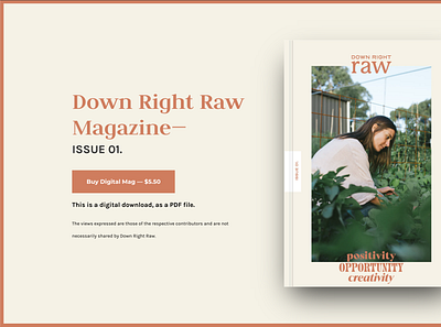 Down Right Raw E-Magazine landing page branding design divi magazine magazine cover ui ux web web design web designer