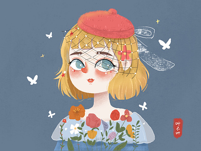Flowers and Teenagers dribbble 插图
