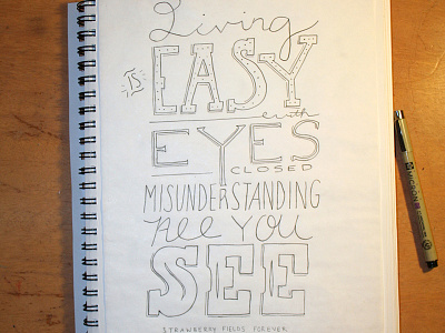 Strawberry Fields beatles fun hand lettering lettering lyrics sketch