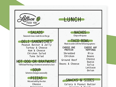 Cafe Menu branding cage food lettuce lunch menu modern restaurant