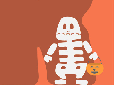 A chubby skeleton halloween illustration poster skeleton