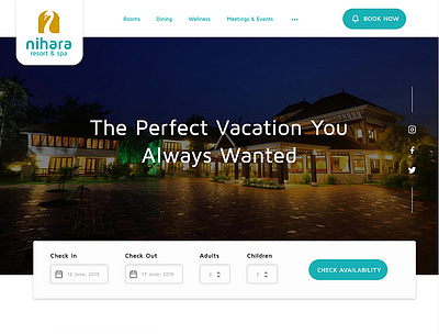 Resort website UI redesign adobe xd booking hotel hotel booking poolside resort ui design web design webflow website