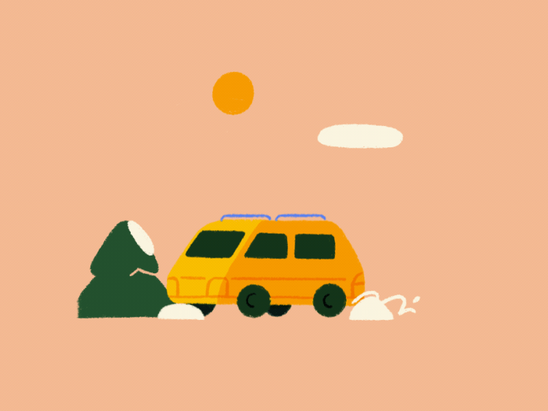 Toyota Lite Ace after effects animation camping driving mountains procreate road toyota van